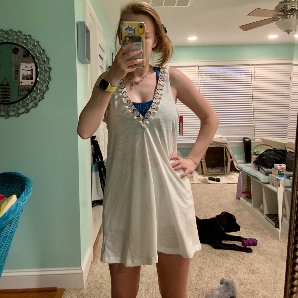 white beach cover up